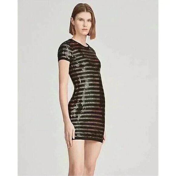 Ralph Lauren Spring 2019 Collection Metallic Gold Sequin Stripe Body Con Dress - Picture 13 of 16